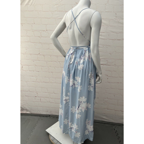 Simplee Women's Sexy Deep V Neck Backless Floral Print Split Maxi Party Dress L - Picture 9 of 12